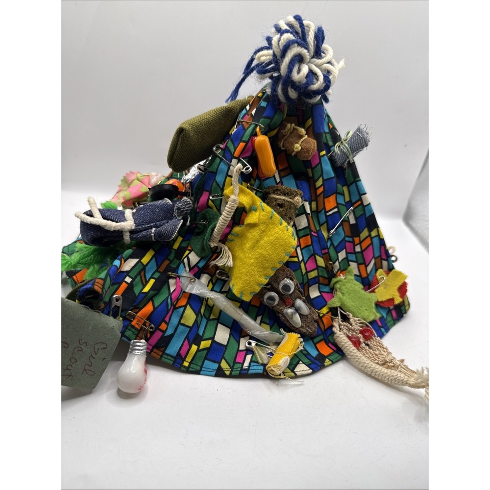 Vintage 70s Girl Scout Camp SWAPS Memory Bucket Hat Handmade Mixed Media Art - Picture 8 of 9